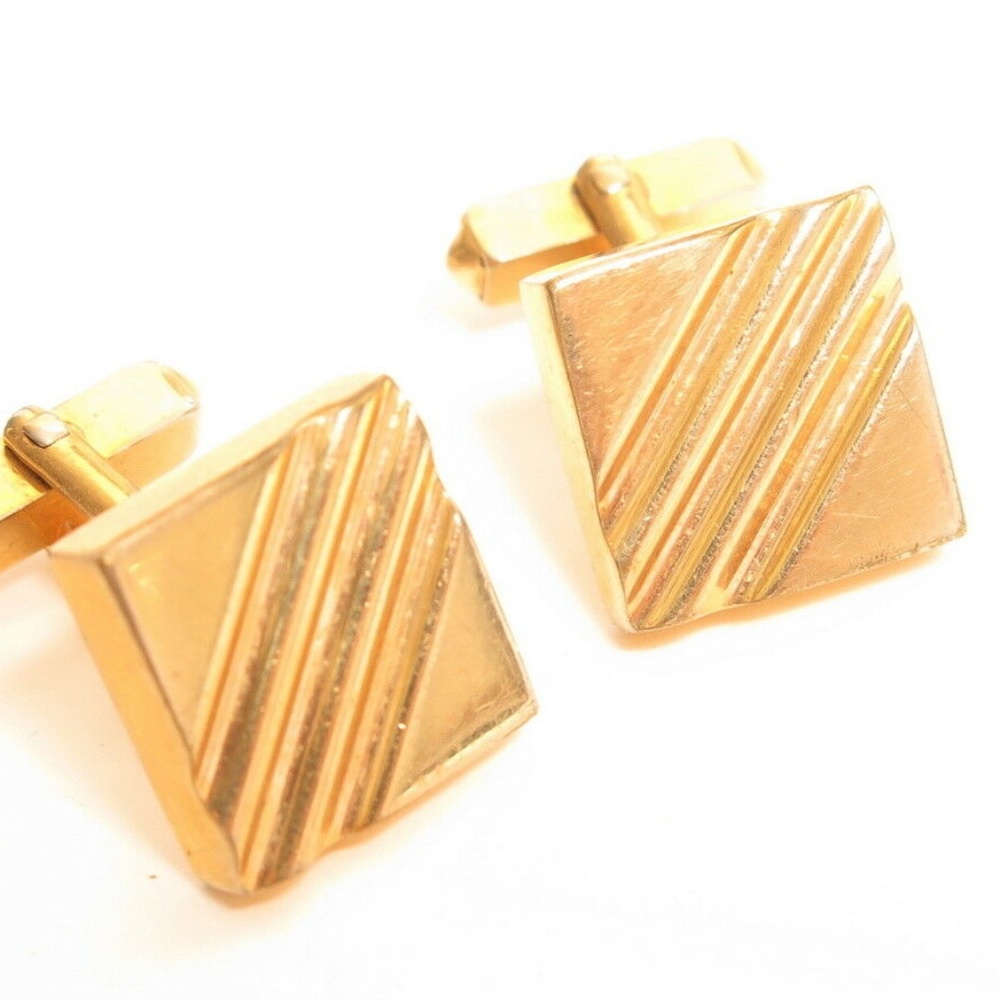 Vintage Swank Signed Square Gold Plated Cufflinks